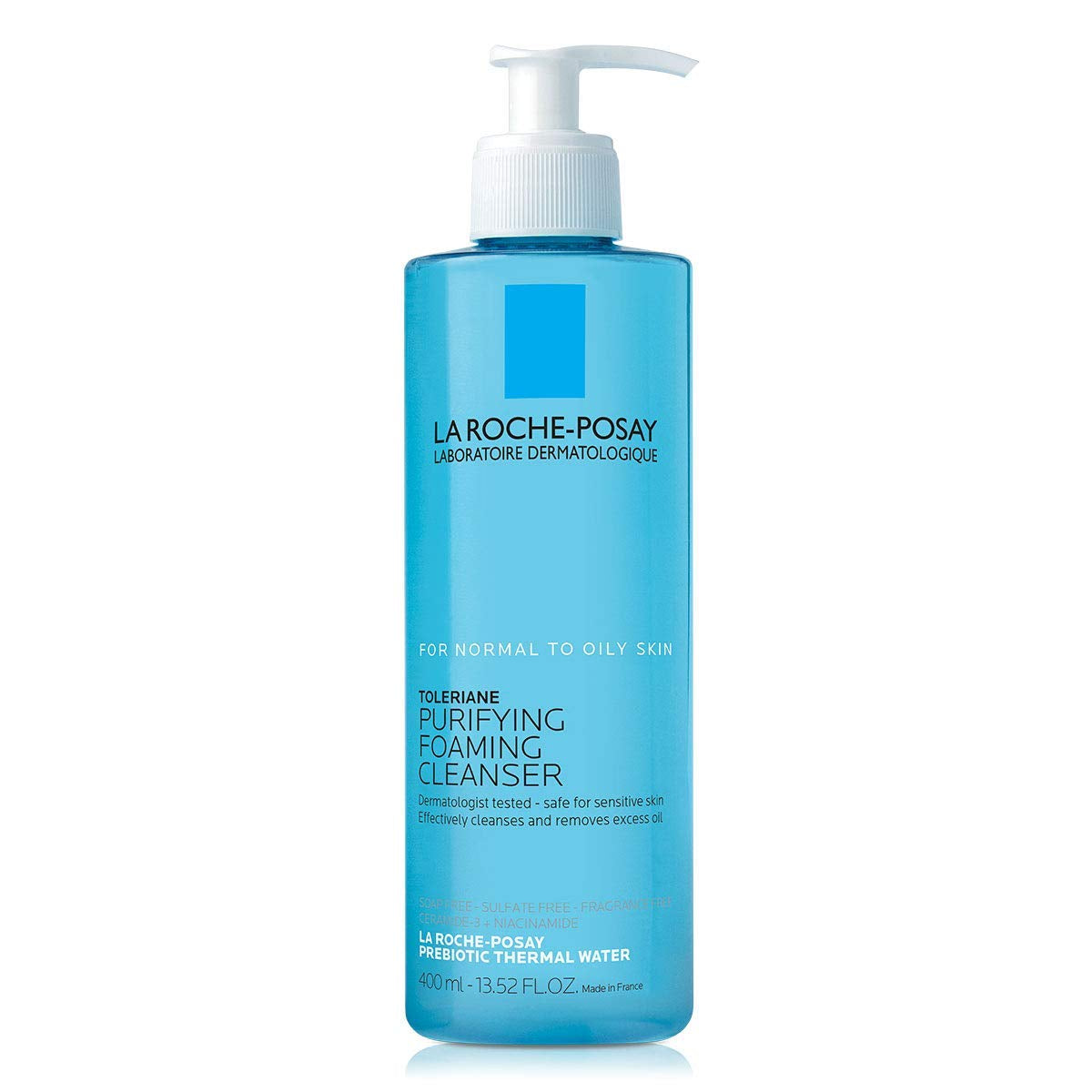 Toleriane Purifying Foaming Facial Cleanser, Niacinamide + Ceramides + Prebiotic Thermal Water, Oil Free Face Wash for Oily Skin, Pore Cleanser Safe for Sensitive Skin, Soap Free