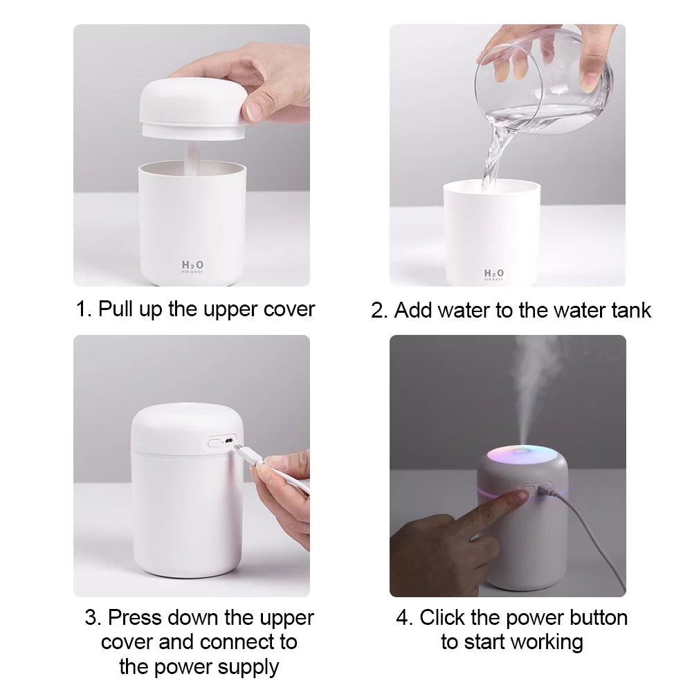 300Ml Ultrasonic Aromatherapy Aroma Essential Oil Diffuser Quiet Air Humidifier for Car, Office, Bedroom