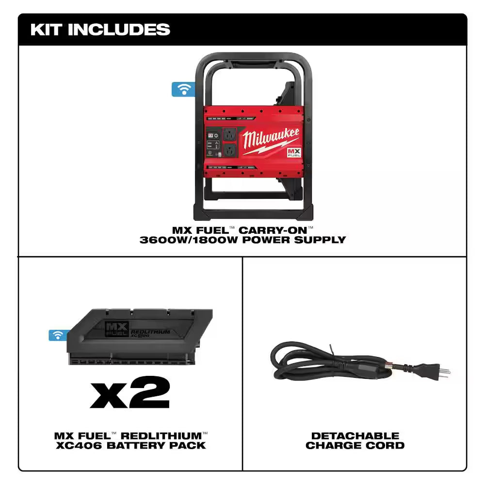MX FUEL 3600-Watt/1800-Watt Lithium-Ion Battery Powered Push Start Portable Power Station Battery Generator