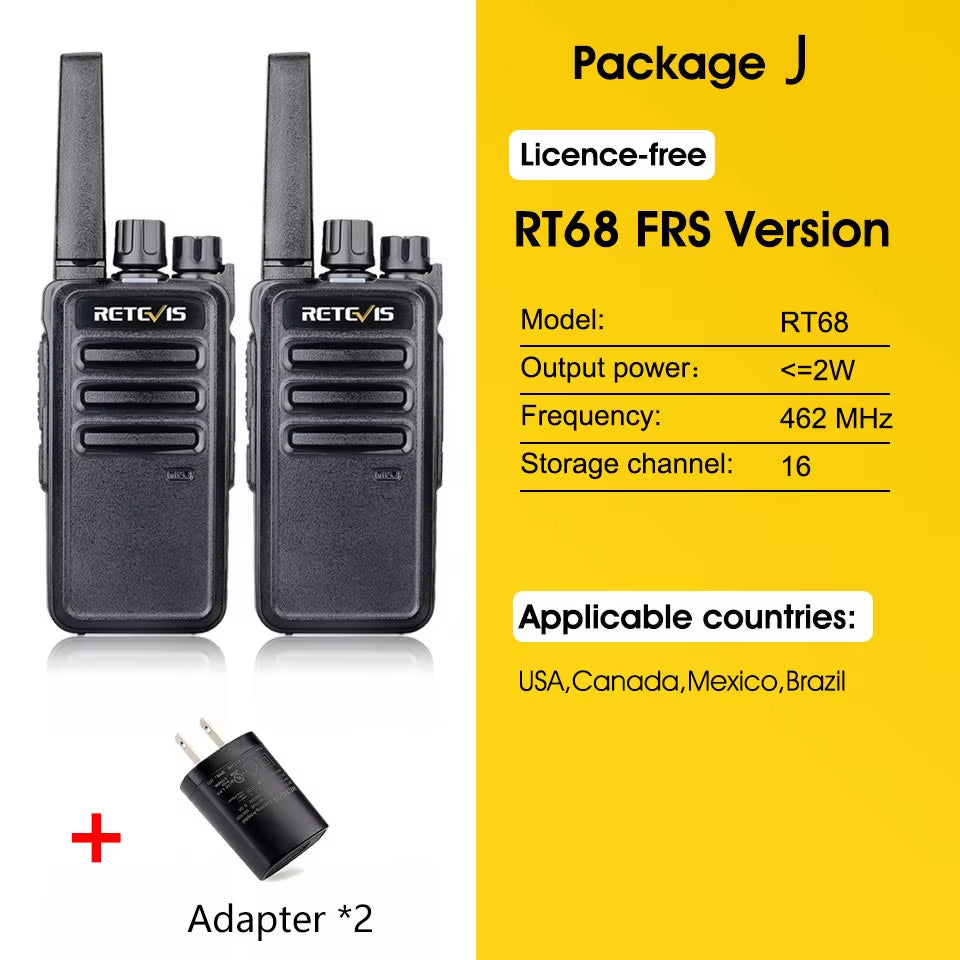 RT668 2 Pcs Rechargeable Walkie Talkie License Free Heavy Duty Long Range USB Charging Base for Road Trip Gifts Camping
