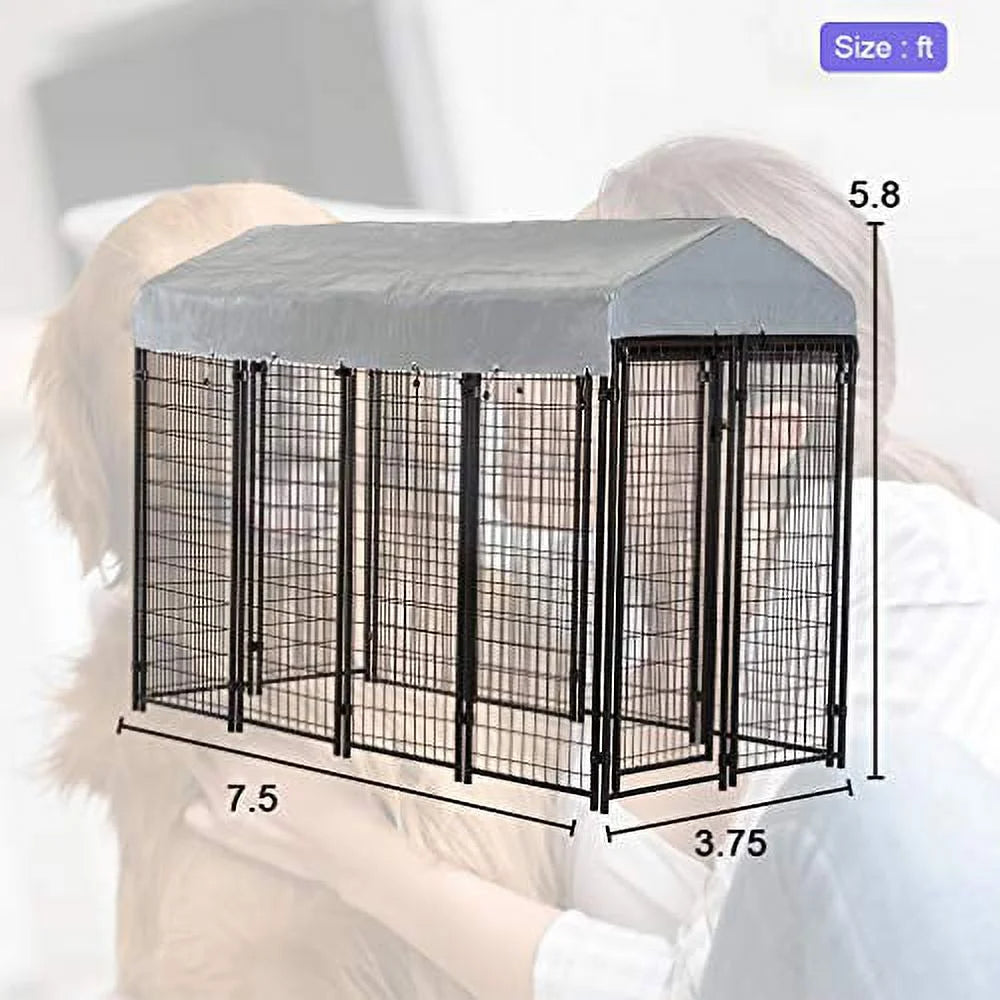 Outdoor Heavy Duty Playpen Dog Kennel with Cover, X-Large, 96"L