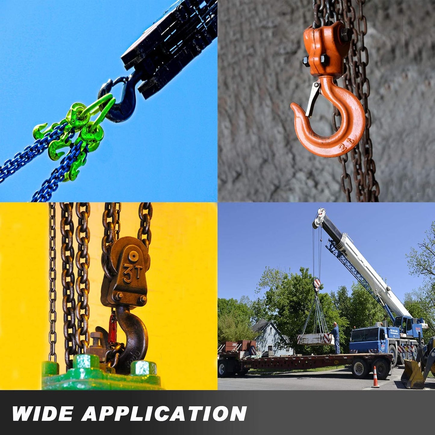 Manual Lever Block Chain Hoist 3 Ton, 6000 Lbs Chain Hoist Come along 20 Ft (6 M),Chain Hoist with Hook for Warehouse Garages Construction Zones