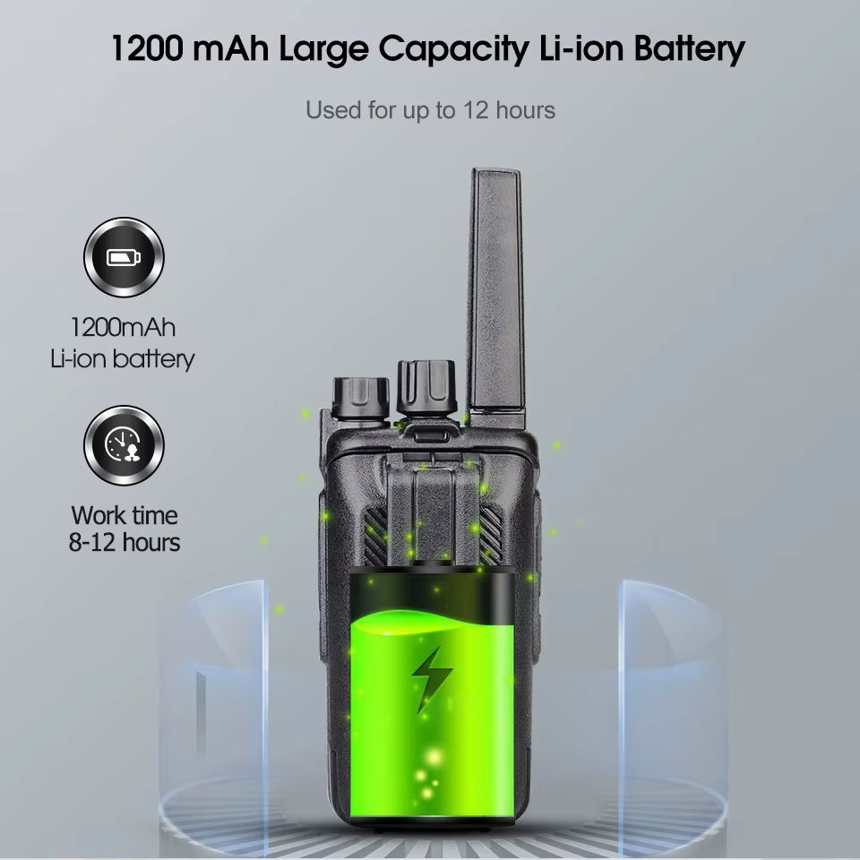 RT668 2 Pcs Rechargeable Walkie Talkie License Free Heavy Duty Long Range USB Charging Base for Road Trip Gifts Camping