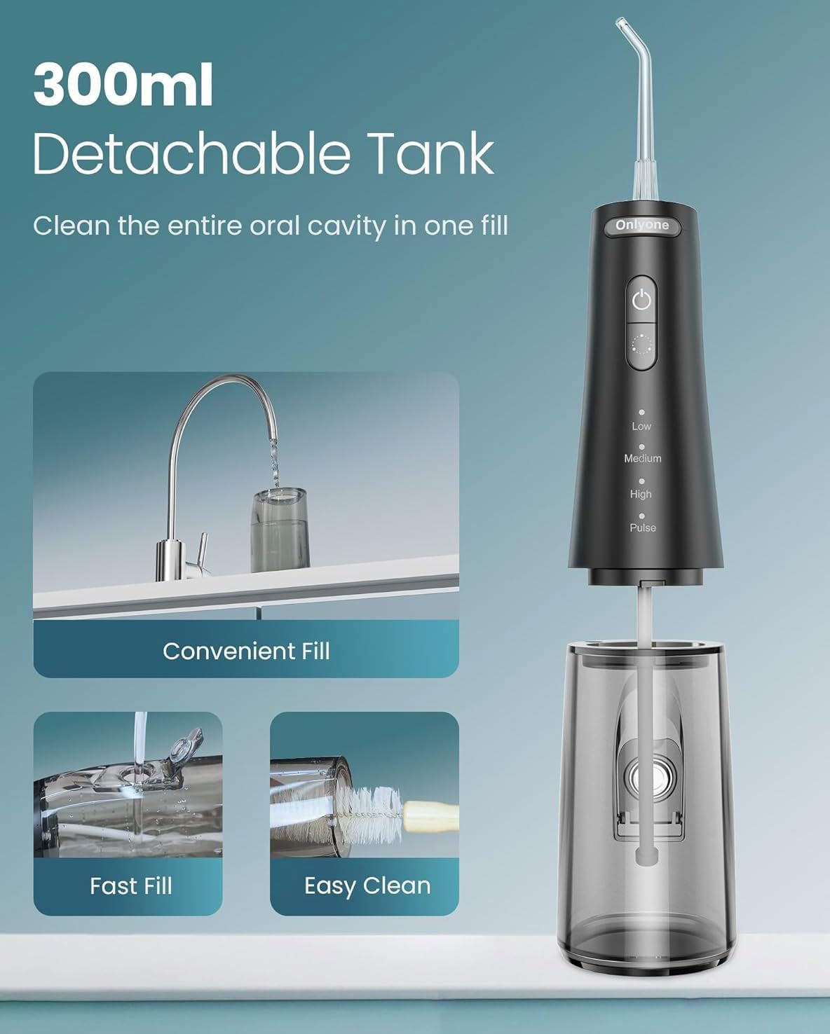Water Dental Flosser Pick for Teeth, 300ML Portable Oral Irrigator, Rechargeable Travel Irrigation Cleaner, Professional Electric Flossing Machine Power Flossers & Irrigator Accessories
