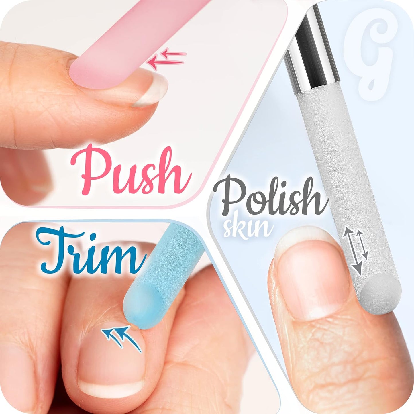 Glass Cuticle Pusher by - Manicure Stick, Genuine Czech Quality, Professional Precision Filing Cuticle Remover, Abrasive Surface Never Wears Out