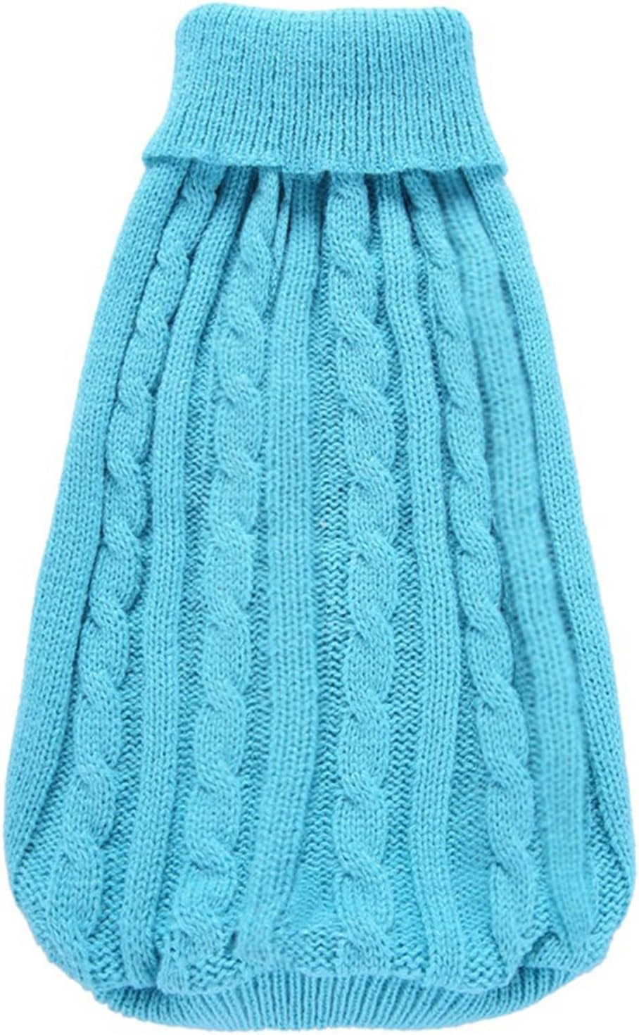 Small Dog Sweaters Knitted Pet Cat Warm Dog Sweatshirt Winter Clothes Kitten Puppy Sweater (Large,Sky Blue)