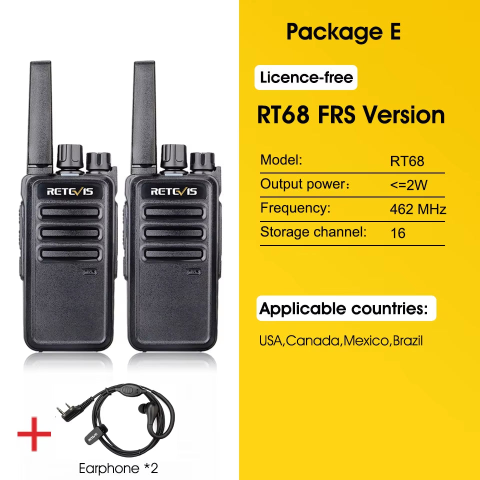 RT668 2 Pcs Rechargeable Walkie Talkie License Free Heavy Duty Long Range USB Charging Base for Road Trip Gifts Camping