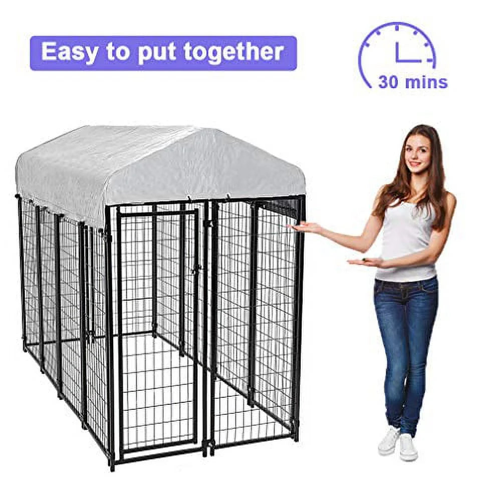 Outdoor Heavy Duty Playpen Dog Kennel with Cover, X-Large, 96"L