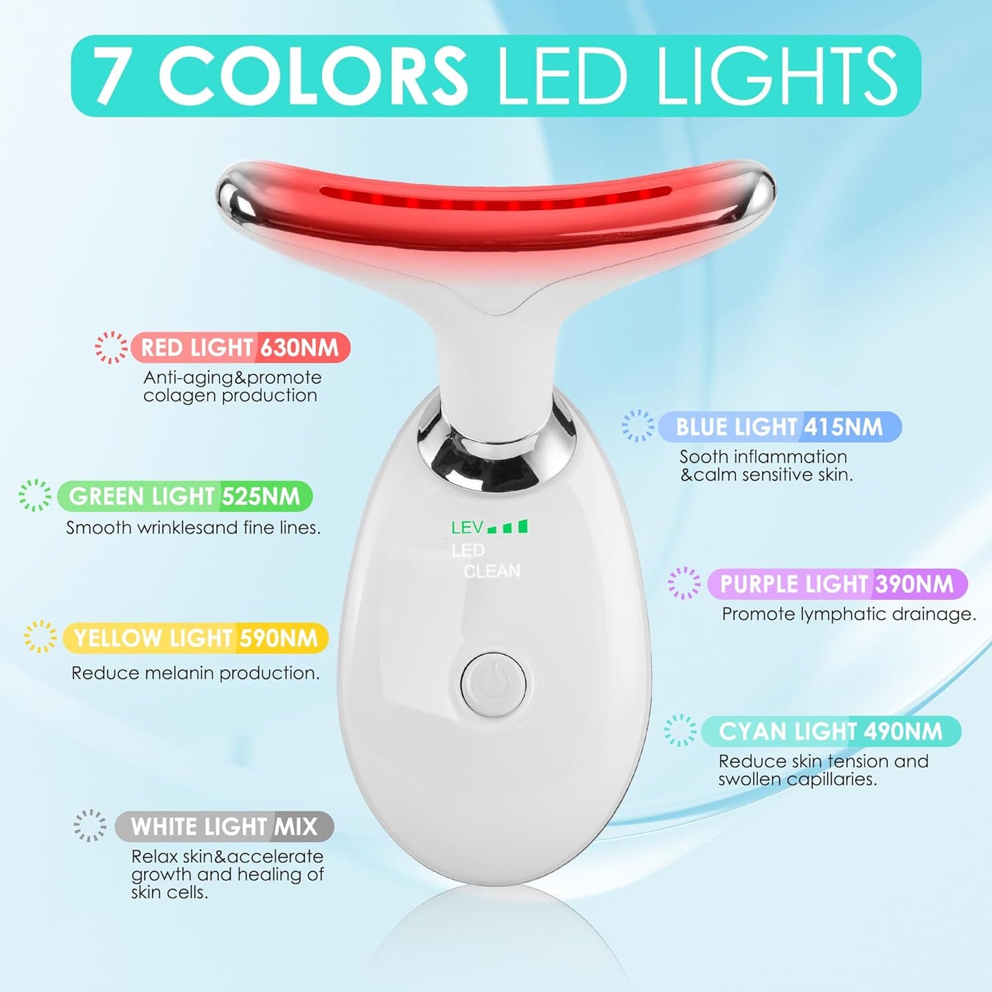 Facial Massager Red-Light-Therapy-For-Face and Neck, Face đť–˛ Culpting Wand with 7 Color