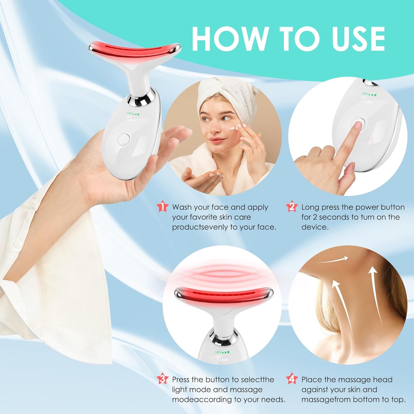 Facial Massager Red-Light-Therapy-For-Face and Neck, Face đť–˛ Culpting Wand with 7 Color