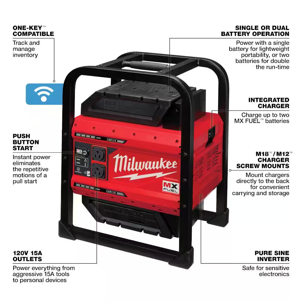 MX FUEL 3600-Watt/1800-Watt Lithium-Ion Battery Powered Push Start Portable Power Station Battery Generator