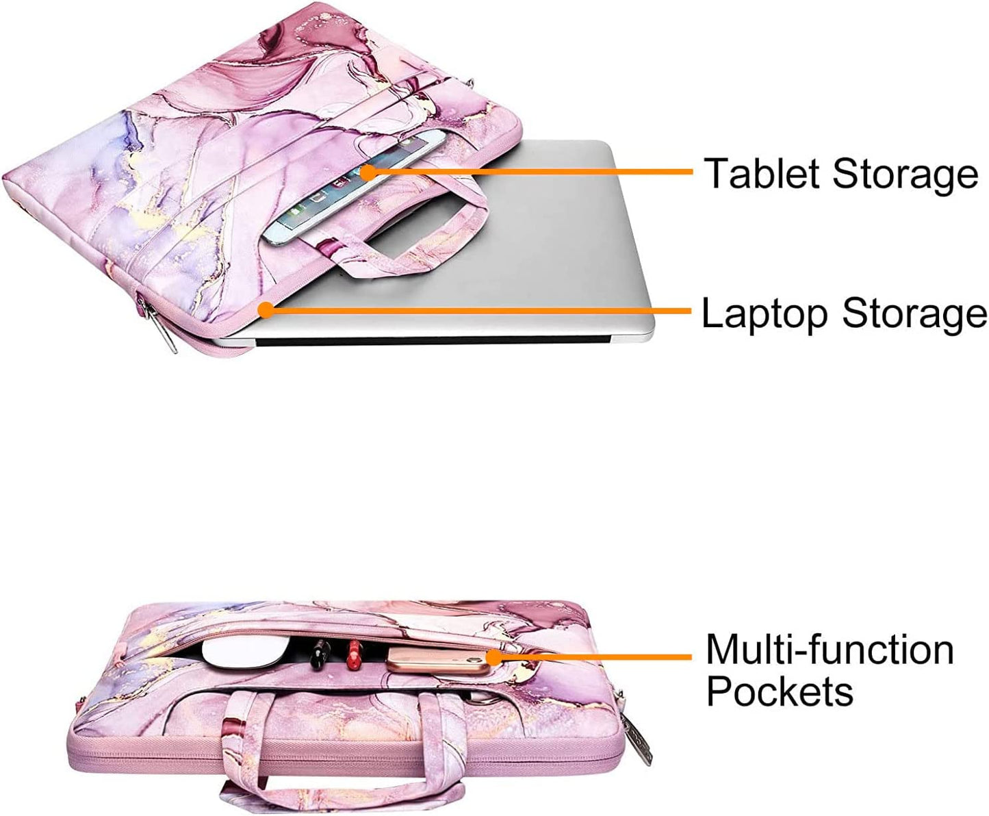 Laptop Shoulder Bag Compatible with Macbook Air/Pro, 13-13.3 Inch Notebook, Polyester Briefcase with Belt, Pink, 13.3 Inch, Unisex-Adults, Crossbody, Business