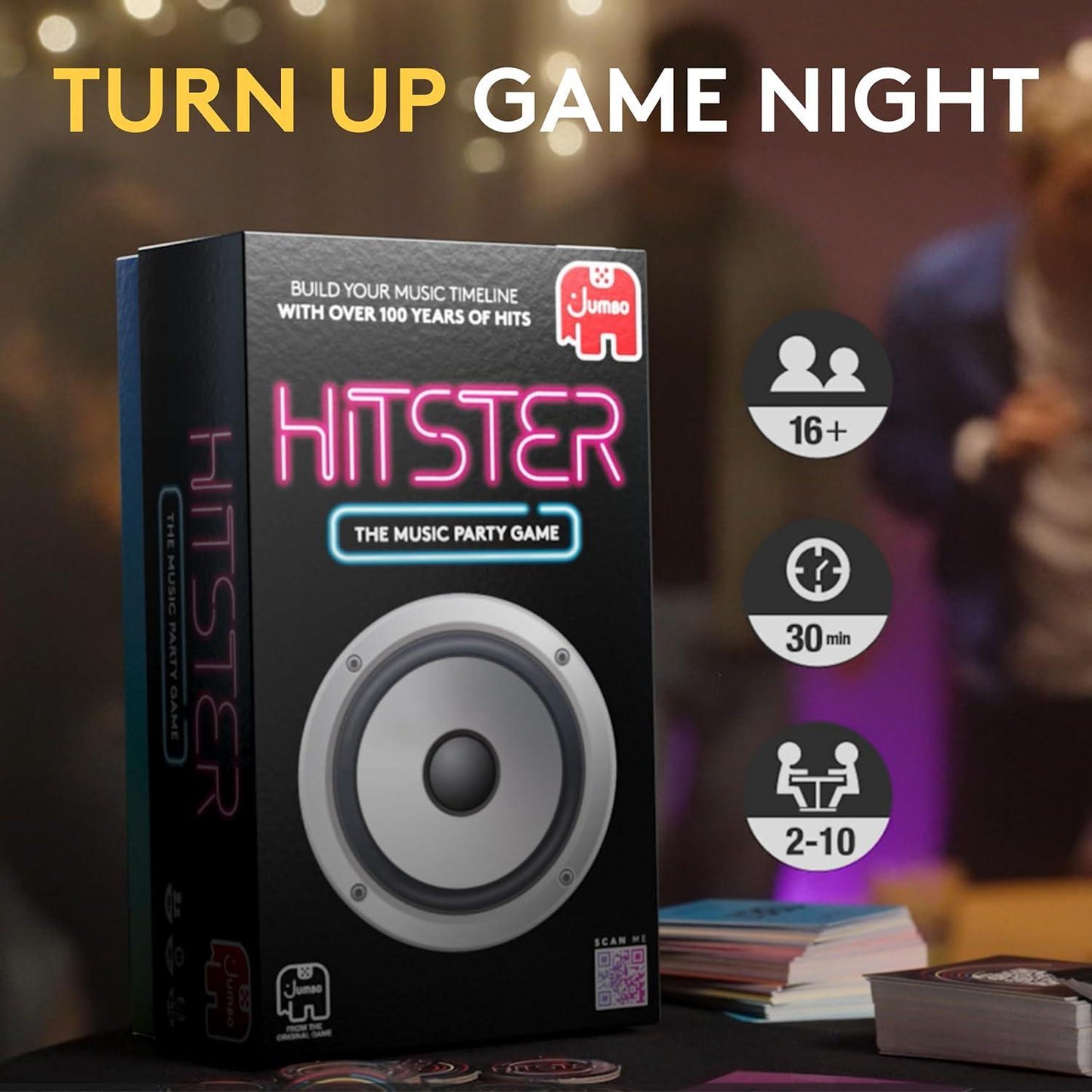 Jumbo Hitster - the Music Party Card Game, Fun Music Quiz Card Game, 2-10 - 300