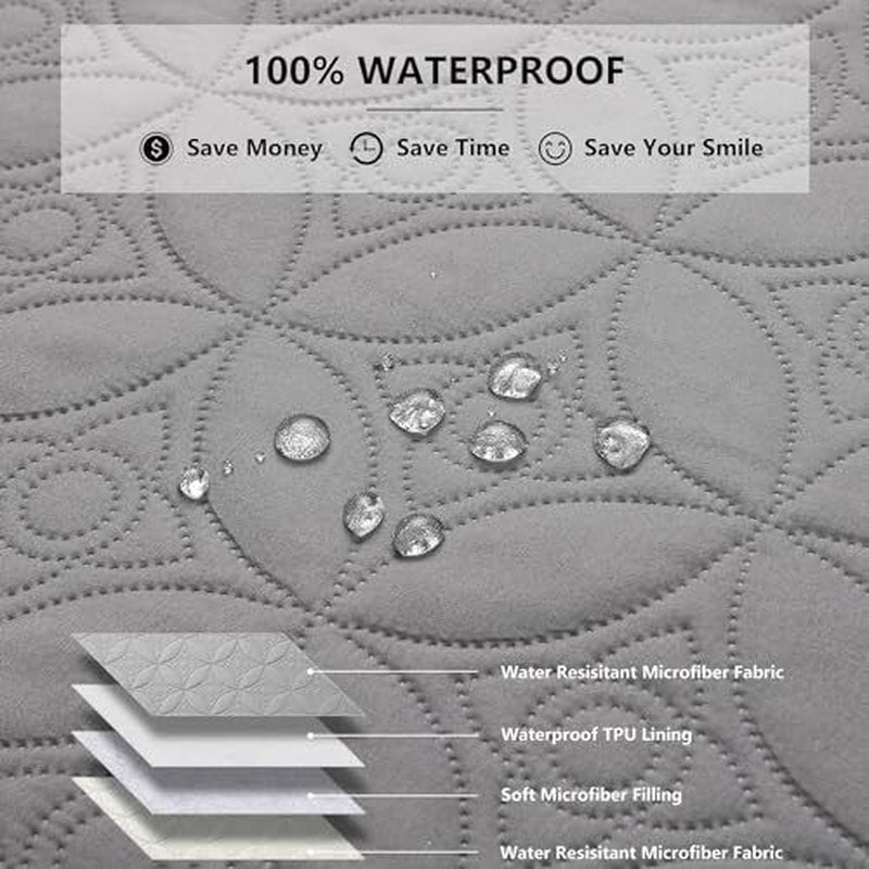 Waterproof Dog Blanket, 82X82 Inches Pet Couch 82X82 Inches Lightgrey+Crea