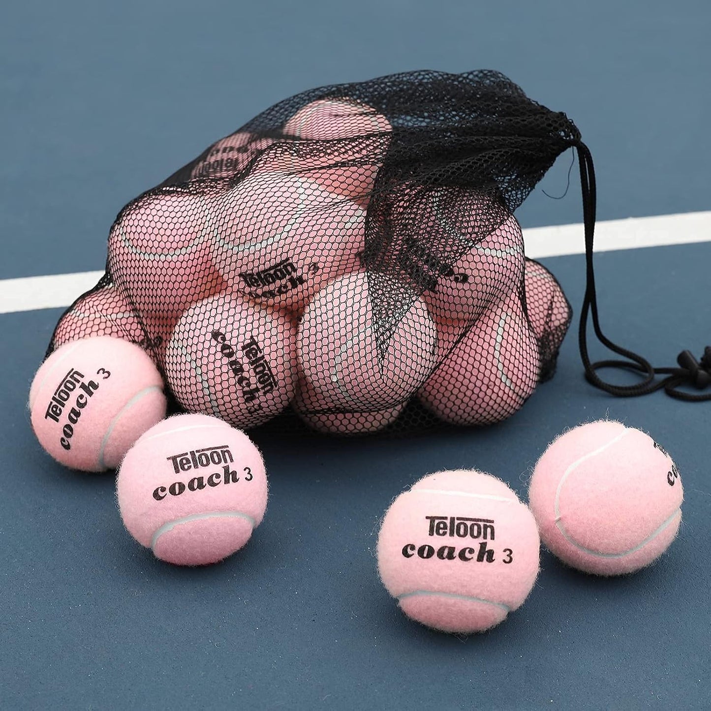 Pressure Training Tennis Balls-12 or 18 Count-Mesh Carry Bag,4 Colors Available,Pressureless Training Exercise Tennis Balls for Beginners.