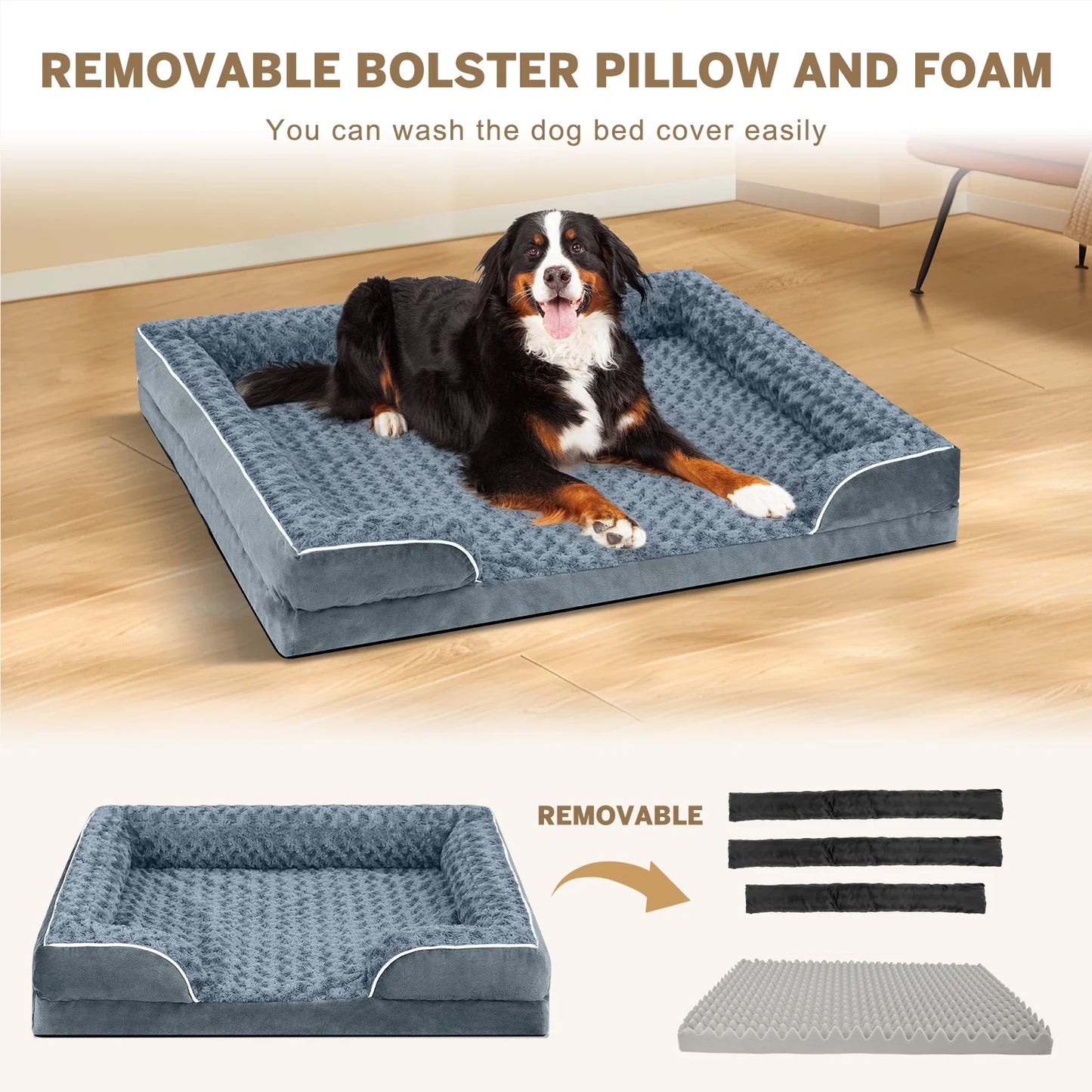 Large Dog Bed for Extra Large Dogs Waterproof Orthopedic Dog Sofa Bed Non Slip Pet Couch with Removable Washable Cover Supportive Foam M to Xxl,Dark Gray