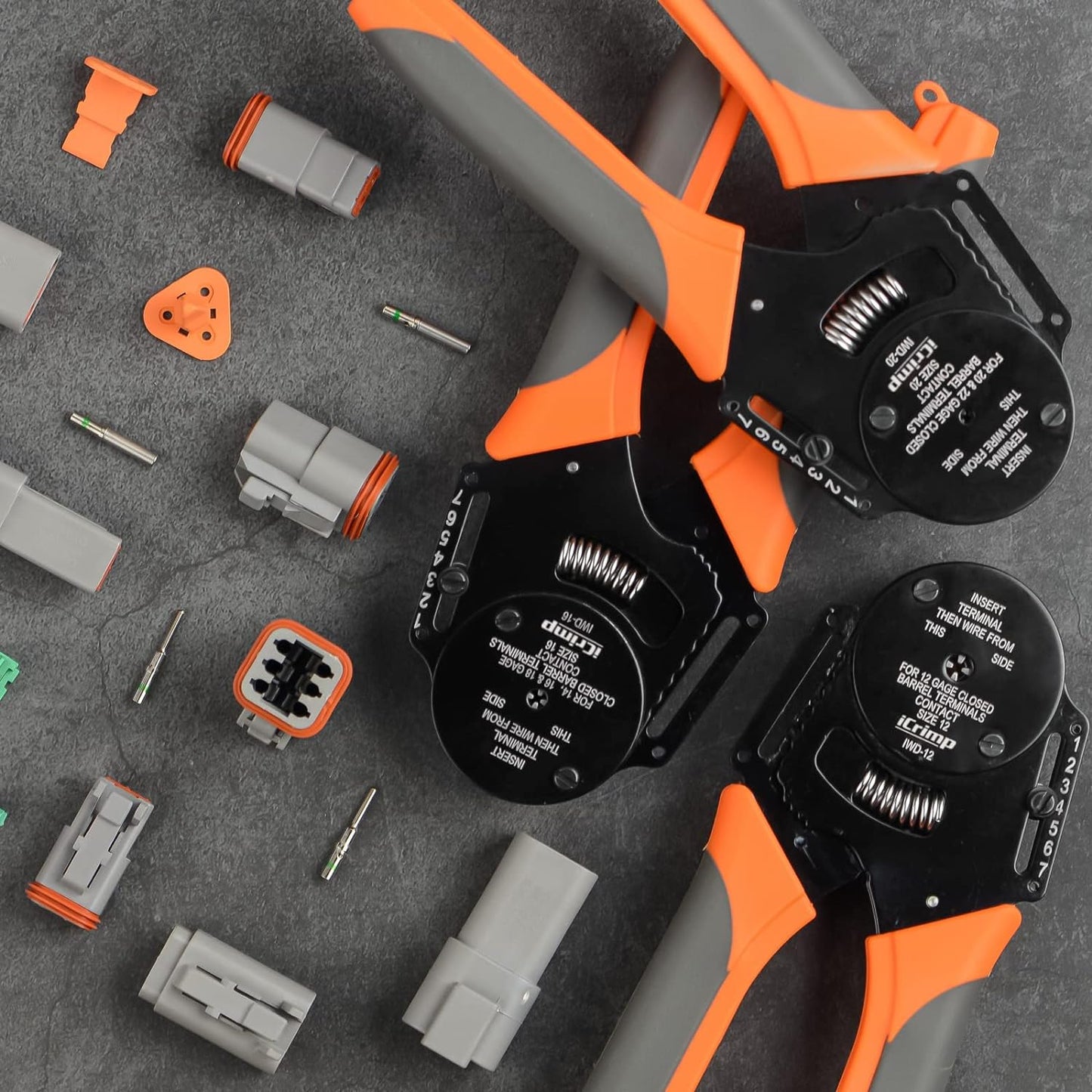 Icrimp Closed Barrel Crimper 4 Way Indent,8 Impression Type for Deutsch Solid Contacts Gage 14,16&18(IWD-16)