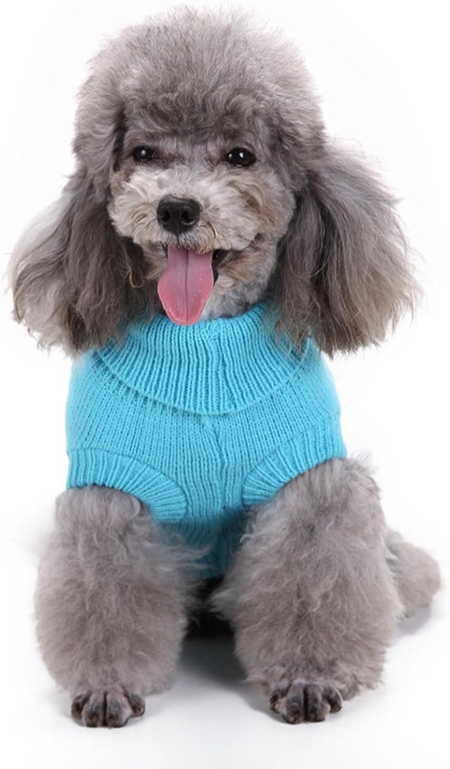 Small Dog Sweaters Knitted Pet Cat Warm Dog Sweatshirt Winter Clothes Kitten Puppy Sweater (Large,Sky Blue)