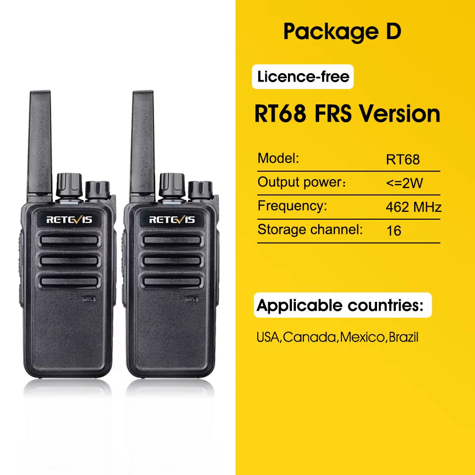 RT668 2 Pcs Rechargeable Walkie Talkie License Free Heavy Duty Long Range USB Charging Base for Road Trip Gifts Camping