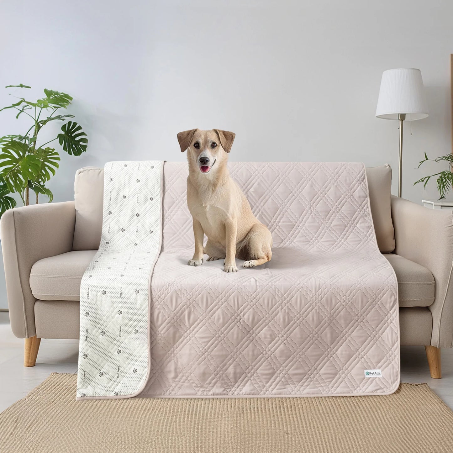 Waterproof Couch Cover for Dogs, Waterproof Pet Blanket, Reversible Furniture Cover Sofa Protector for Pet Cat Bed, Washable Waterproof Blanket Dog Cover for Couch Seat, 102X82 Beige