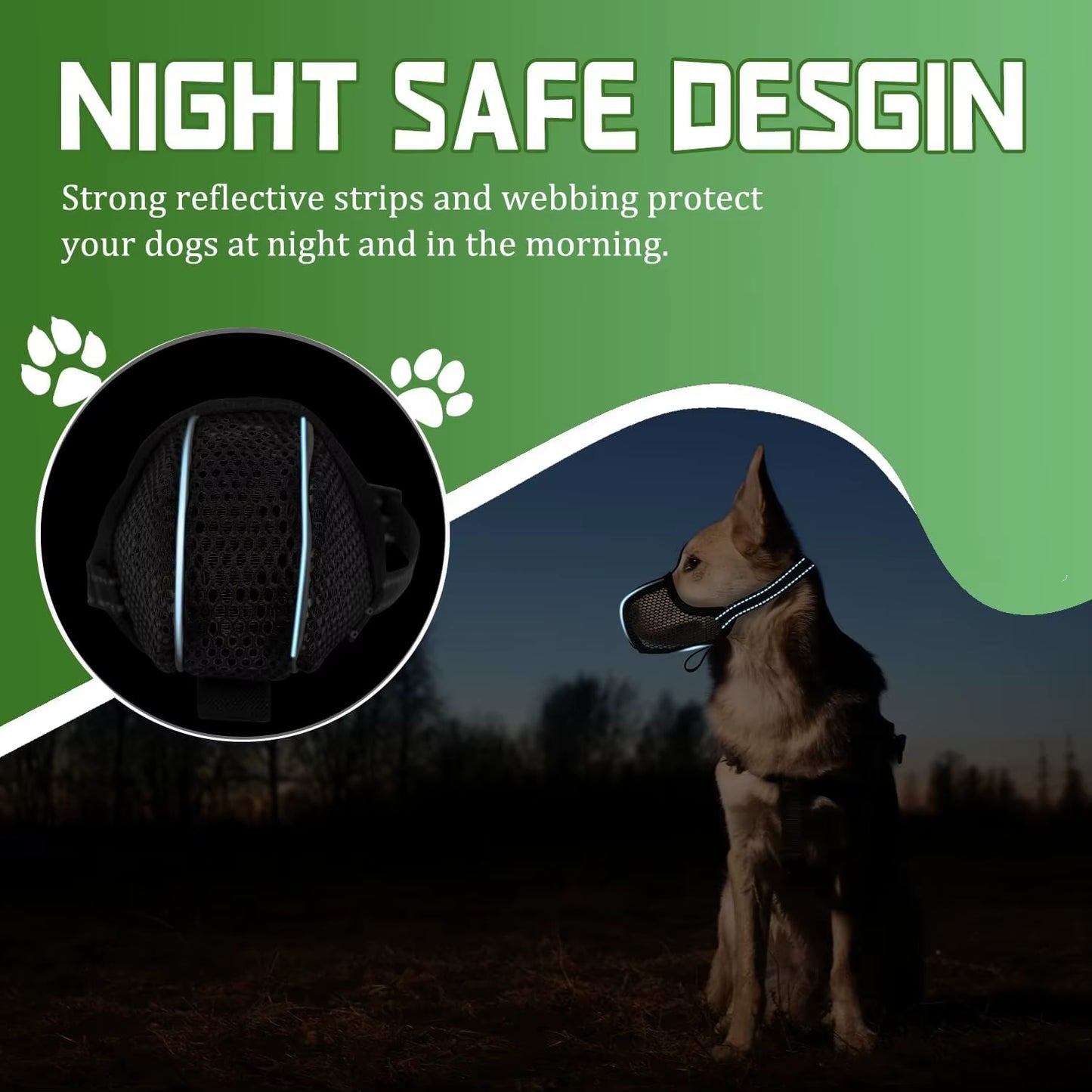 Dog Muzzle Basket Soft for Small Medium Large Size Breed anti Biting Licking Chewing Adjustable Mesh with Reflective Strap Daily
