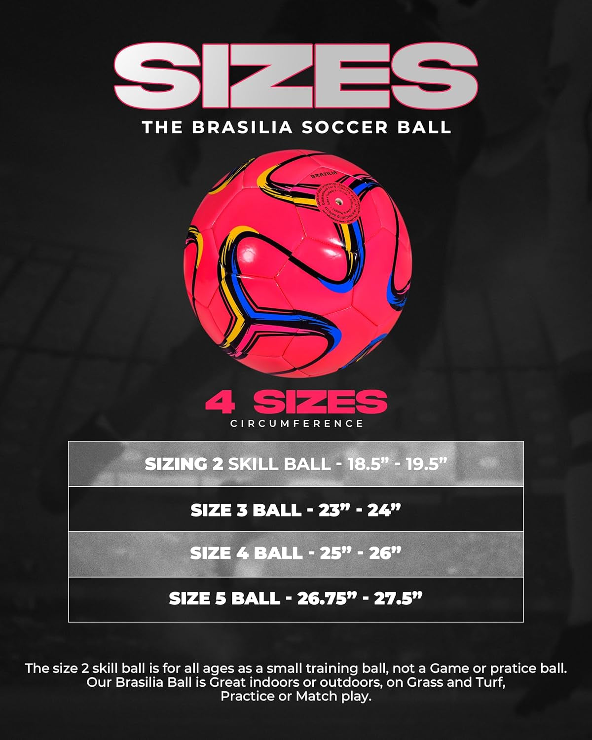 Brasilia Soccer Ball – Size 2, Size 3 Soccer Ball, Size 4 & Size 5 Youth Soccer Balls with 5 Colors