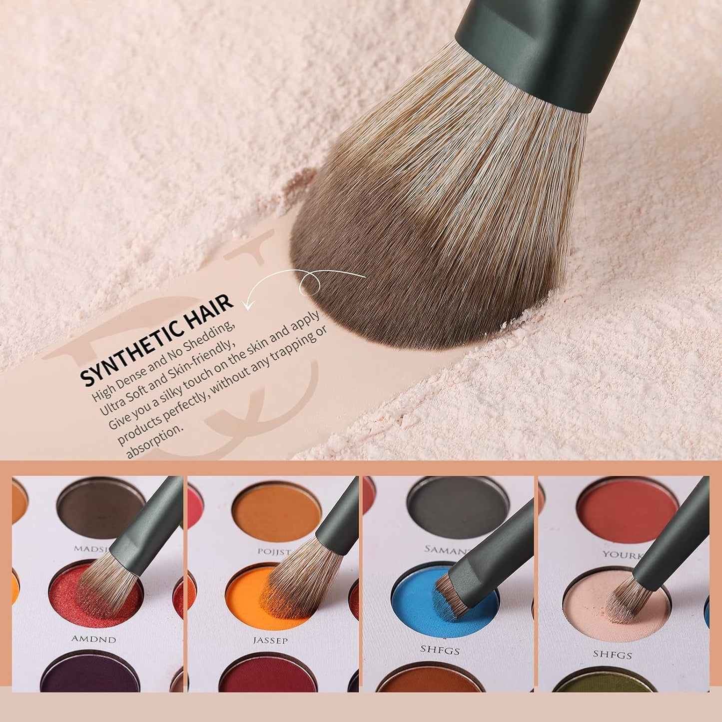 Makeup Brushes 14Pcs with 3Pcs Makeup Spong & Cosmetic Bag - Lime Mojito Series Christmas Gifts Professional Kabuki Foundation Blending Brush Face Powder Blush Concealers Eye Shadows