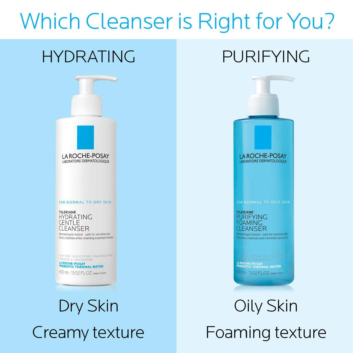Toleriane Purifying Foaming Facial Cleanser, Niacinamide + Ceramides + Prebiotic Thermal Water, Oil Free Face Wash for Oily Skin, Pore Cleanser Safe for Sensitive Skin, Soap Free