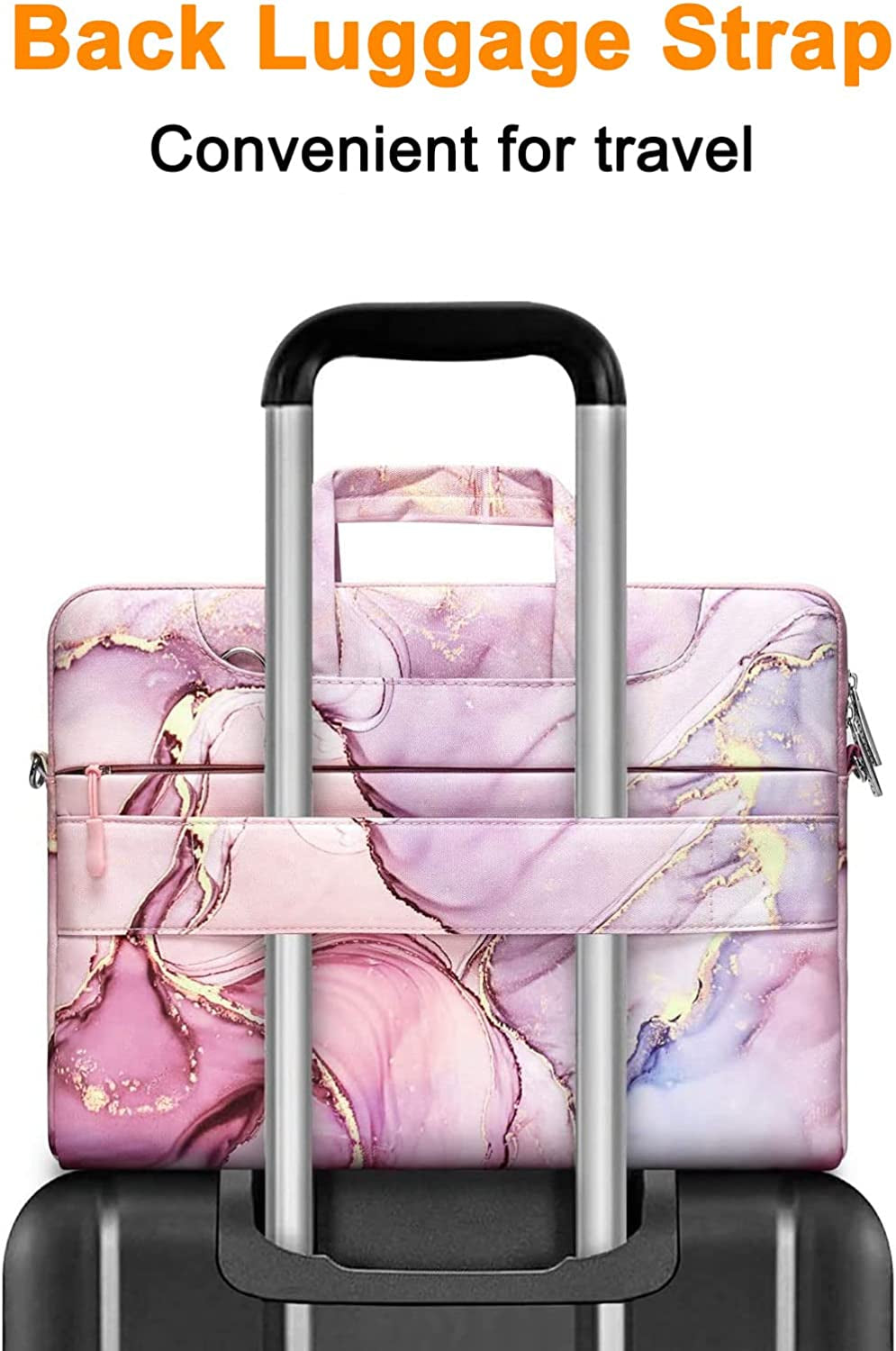Laptop Shoulder Bag Compatible with Macbook Air/Pro, 13-13.3 Inch Notebook, Polyester Briefcase with Belt, Pink, 13.3 Inch, Unisex-Adults, Crossbody, Business
