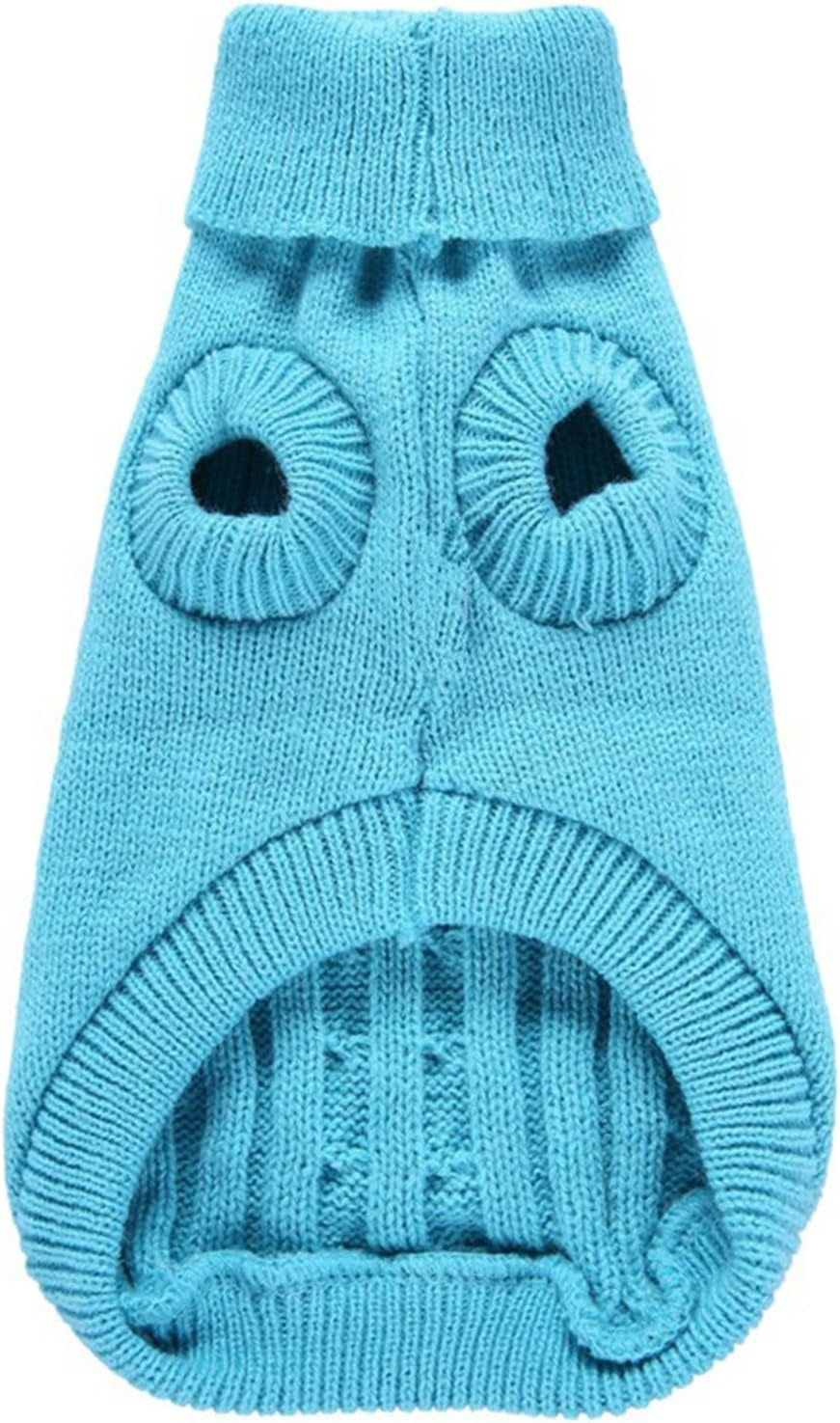 Small Dog Sweaters Knitted Pet Cat Warm Dog Sweatshirt Winter Clothes Kitten Puppy Sweater (Large,Sky Blue)