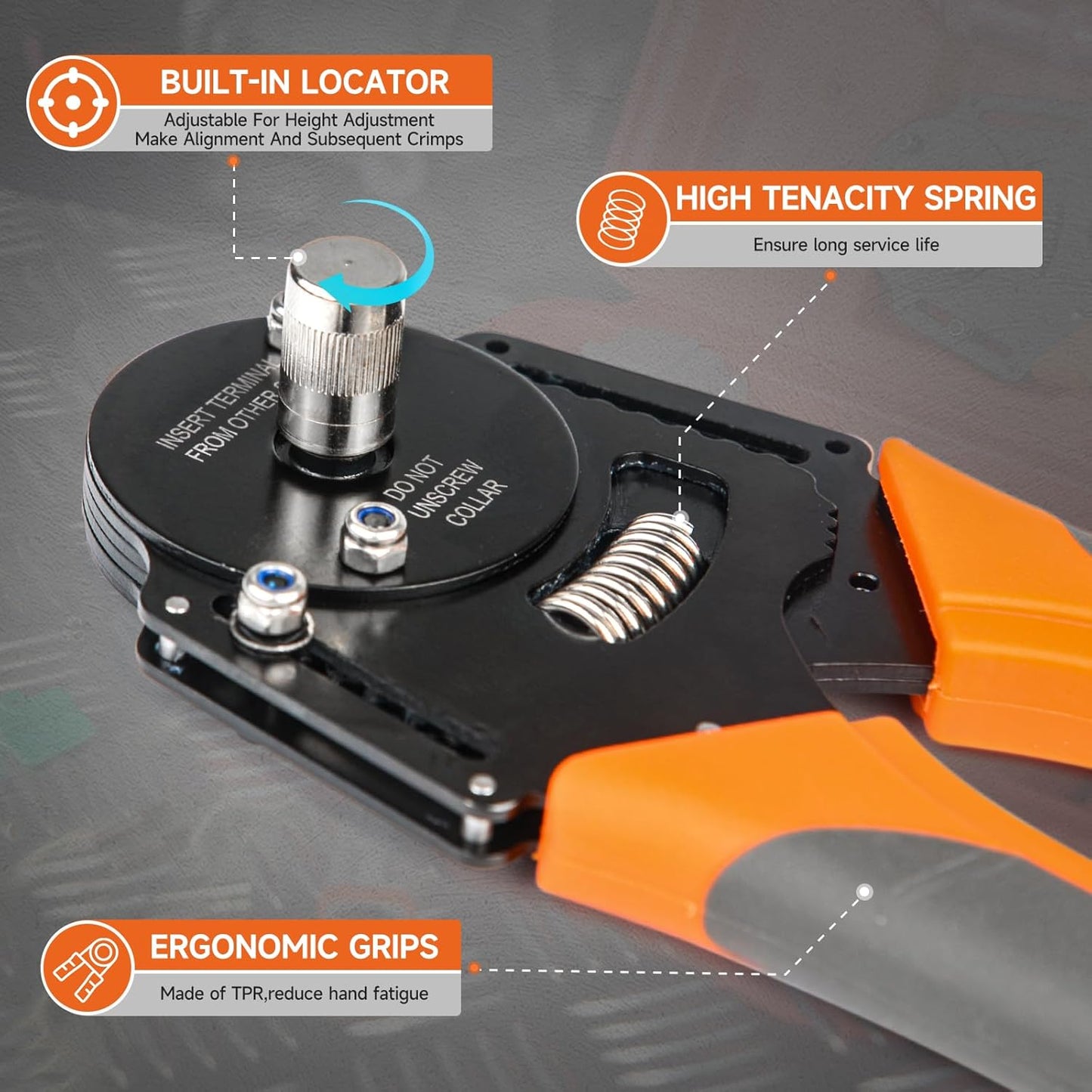 Icrimp Closed Barrel Crimper 4 Way Indent,8 Impression Type for Deutsch Solid Contacts Gage 14,16&18(IWD-16)