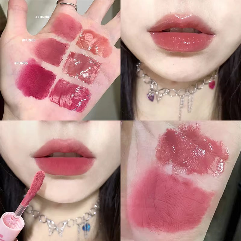 Double Head Fun Lip Glaze Mirror Water Glazed Glass Lip Student Party Matte Mist Face Velvet Lip Mud