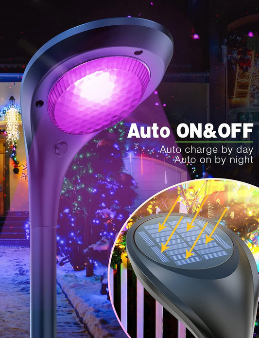 Color Solar Pathway Lights, 4-Pack Color Changing Solar Lights Outdoor Waterproof for Halloween and Christmas LED Landscape Lights with Fixed Color, Garden Lights Solar Powered for Yard Path