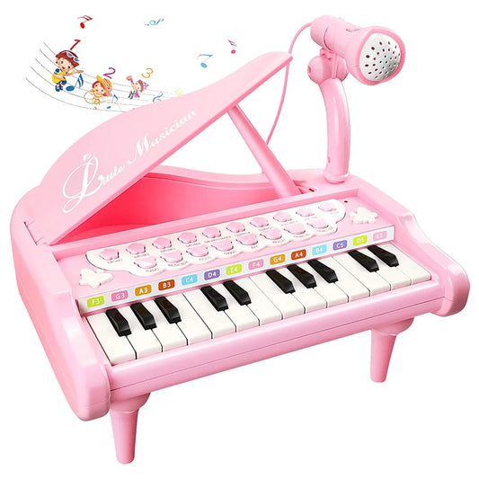 Kids Piano for Toddlers, 24 Keys Piano for Kids Ages 3-5 with Built-In Microphone & Music Modes, Educational Musical Instrument Toys Piano for Toddler Girl Toys Baby (Pink)