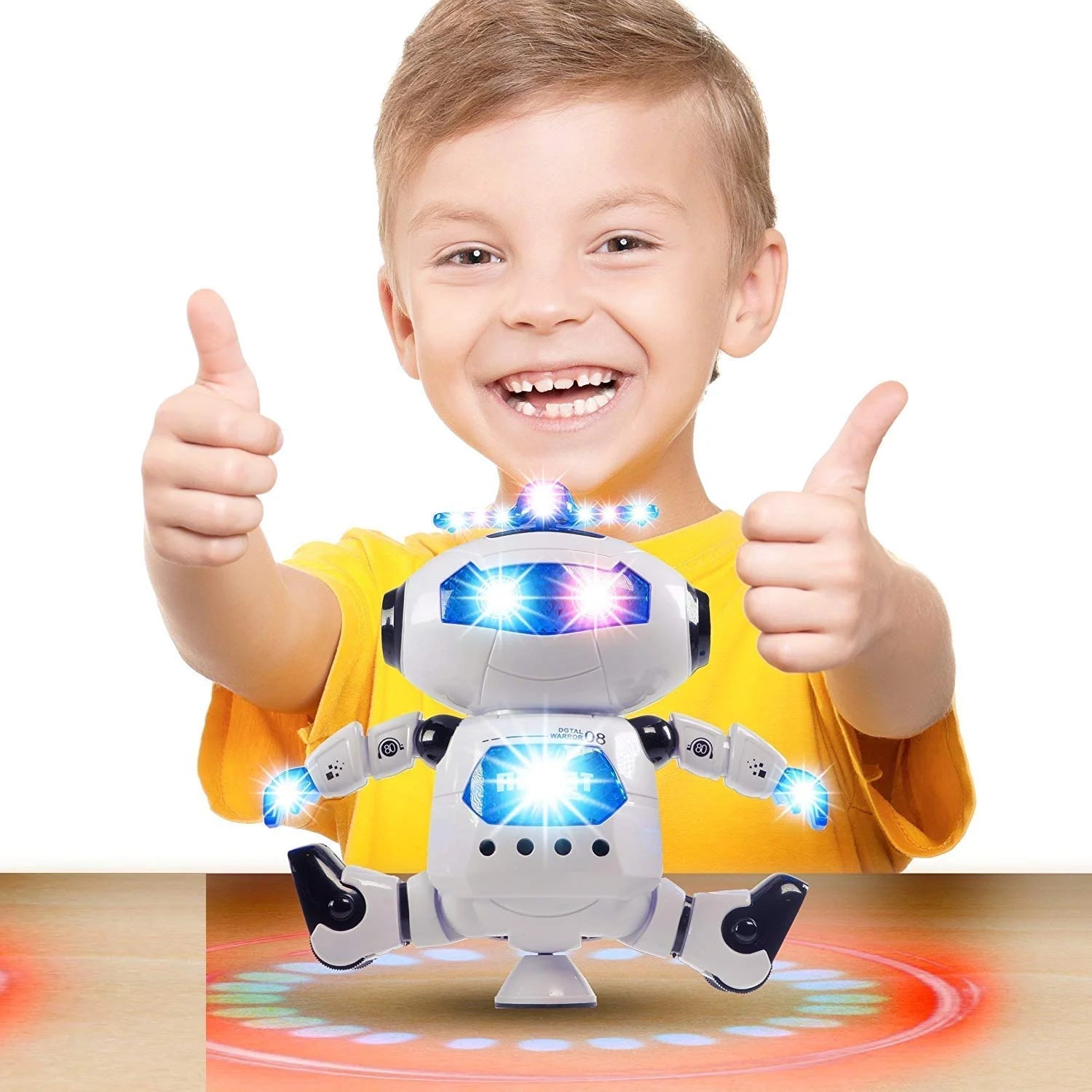 Walking Dancing Robot Toys for Kids - 360° Body Spinning Dancing Robot Toy with LED Lights and Music, Battery Operated Electronic Robot Toys for Birthday Christmas Gift for 3-8 Boys Girls