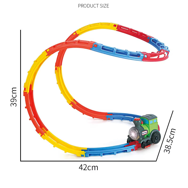 Rolling Rail Train Car DIY Splicing Track Innovativ Music Tumble Electronic Toy Train Flashing Light Music Creative Exercise