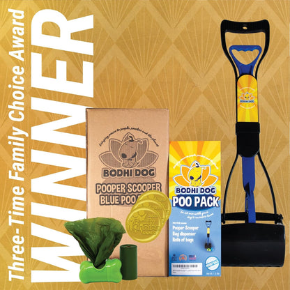Complete Poo Pack- 24" Pooper Scooper, Poop Bags, & Waste Bag Holder, Ideal for Small to XL Pets - Durable, Easy-To-Use, Great for Grass, Gravel, & Outdoor Cleanups (Blue)