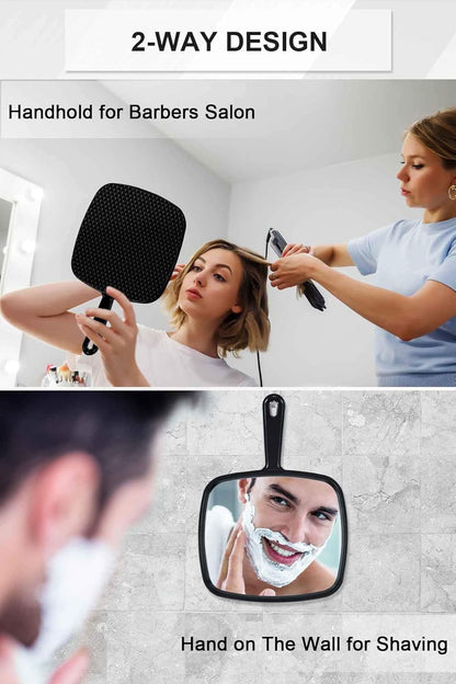Hand Mirror, Extra Large Barber Hairdressing Handheld Mirror with Handle for Salon, Pack of 3