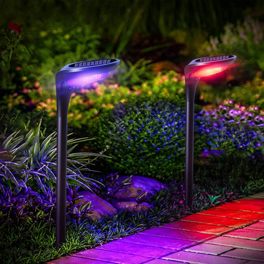 Color Solar Pathway Lights, 4-Pack Color Changing Solar Lights Outdoor Waterproof for Halloween and Christmas LED Landscape Lights with Fixed Color, Garden Lights Solar Powered for Yard Path