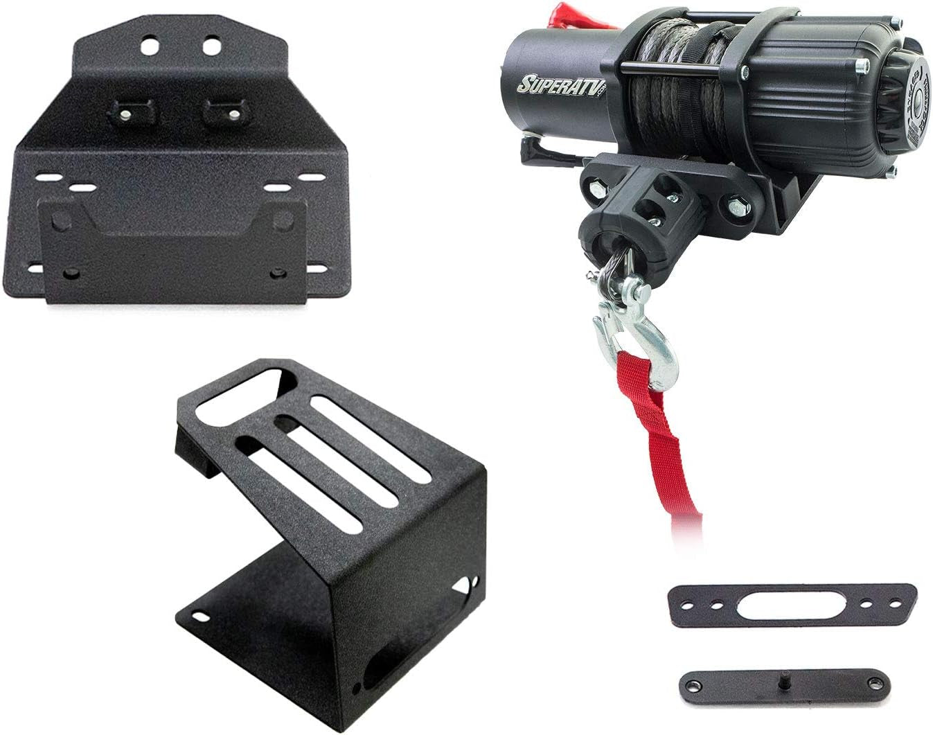 Black Ops 3500 LB Winch and Winch Mounting Plate for 2018+ Polaris RZR XP Turbo S / 2019+ RZR XP 4 Turbo S (For Use with  Bumper) | No Drilling Required
