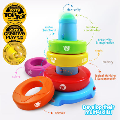 Stack & Learn Light-Up Toy, Melody Based Stacking Rings with 2 Modes, Fun for Kid Infant Toddler Age 6 Months and Up