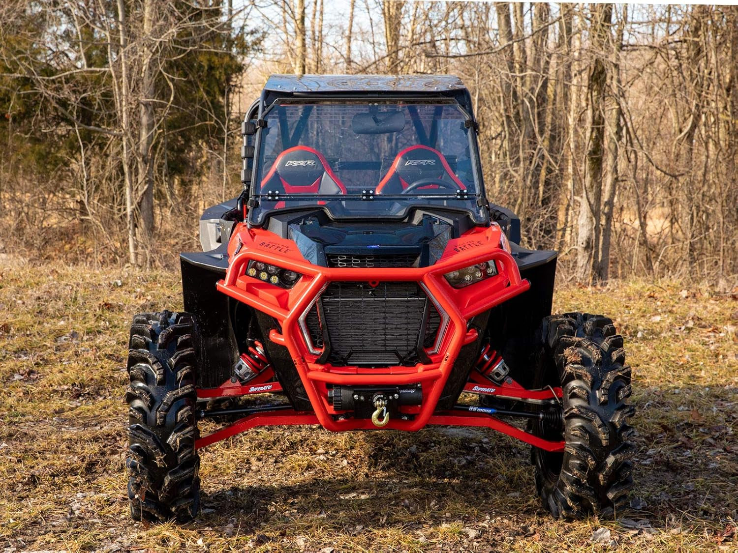 Black Ops 3500 LB Winch and Winch Mounting Plate for 2018+ Polaris RZR XP Turbo S / 2019+ RZR XP 4 Turbo S (For Use with  Bumper) | No Drilling Required
