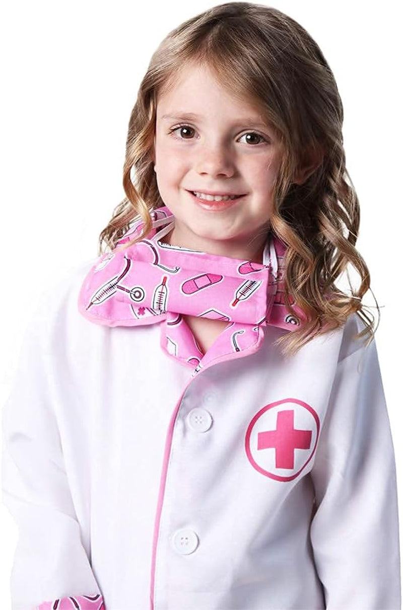 Kids Doctor Coat & Mask for Kids Doctor Costume | Kids Doctor Coat | Pink and White - for Ages 2-10