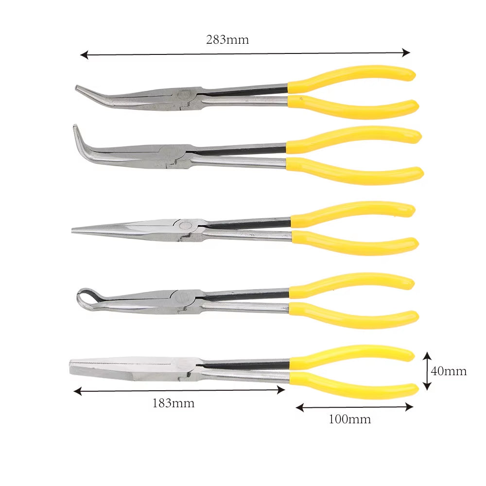 Extra Long Nose Pliers Hand Tools Straight Bent Tip Mechanic Equipment 1Pc