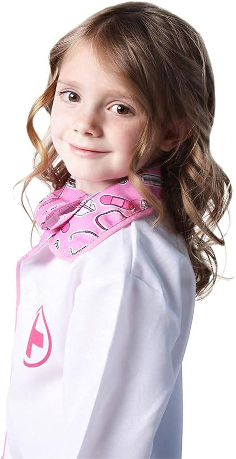 Kids Doctor Coat & Mask for Kids Doctor Costume | Kids Doctor Coat | Pink and White - for Ages 2-10