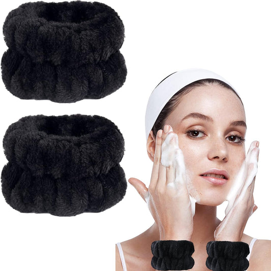 2Pcs Wrist Bands for Washing Face, Microfiber Face Washing Wristbands, Arm Wrist Towels, Spa Face Wash Wristbands, Stretchy Absorbent Wash Band for Woman Children
