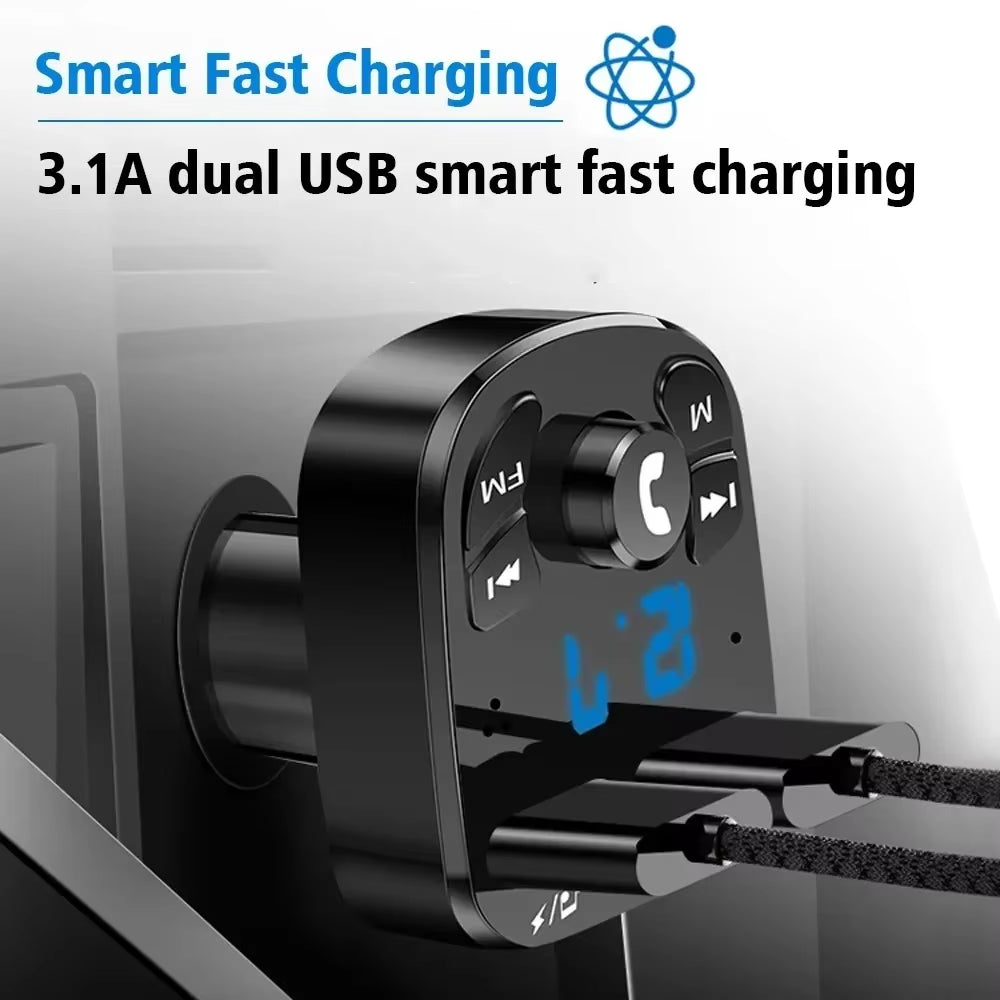 Fast Charger Car Mp3 Dual Usb Player Fm Bluetooth Receiver Bluetooth Compatible 5.0 Fm Transmitter Usb Flash Drive Plug Car Kit