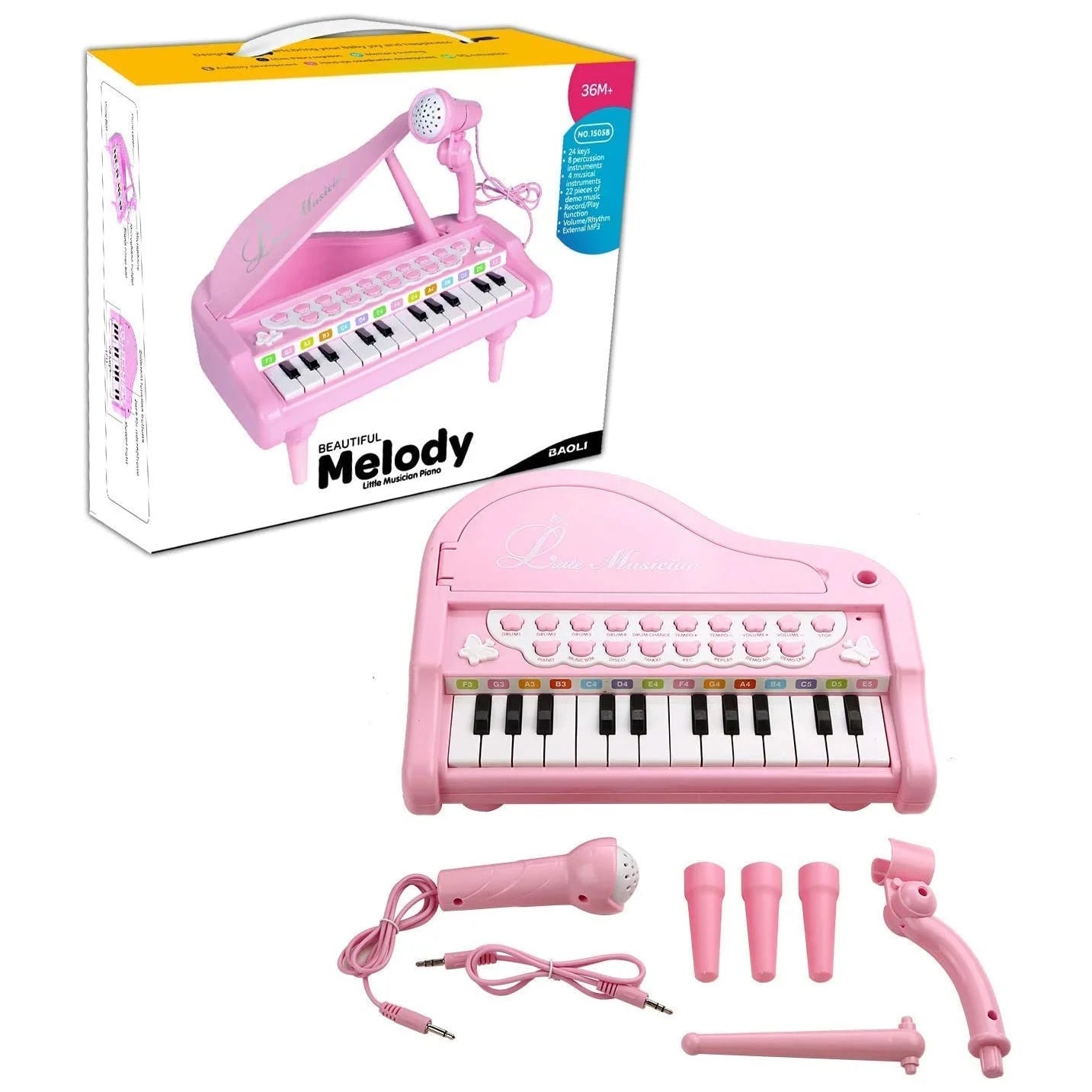 Kids Piano for Toddlers, 24 Keys Piano for Kids Ages 3-5 with Built-In Microphone & Music Modes, Educational Musical Instrument Toys Piano for Toddler Girl Toys Baby (Pink)