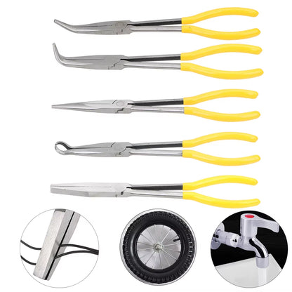 Extra Long Nose Pliers Hand Tools Straight Bent Tip Mechanic Equipment 1Pc