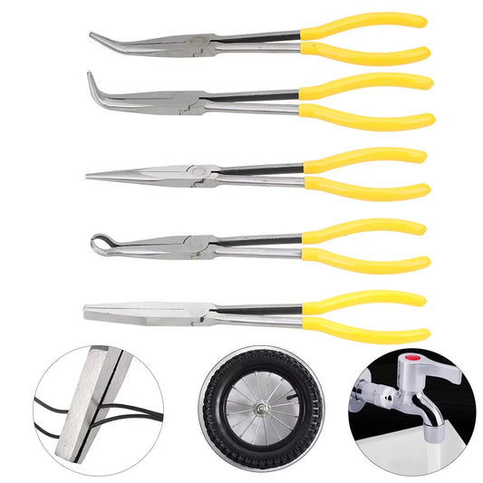 Extra Long Nose Pliers Hand Tools Straight Bent Tip Mechanic Equipment 1Pc
